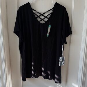 Women's Black Crisscross Back Top